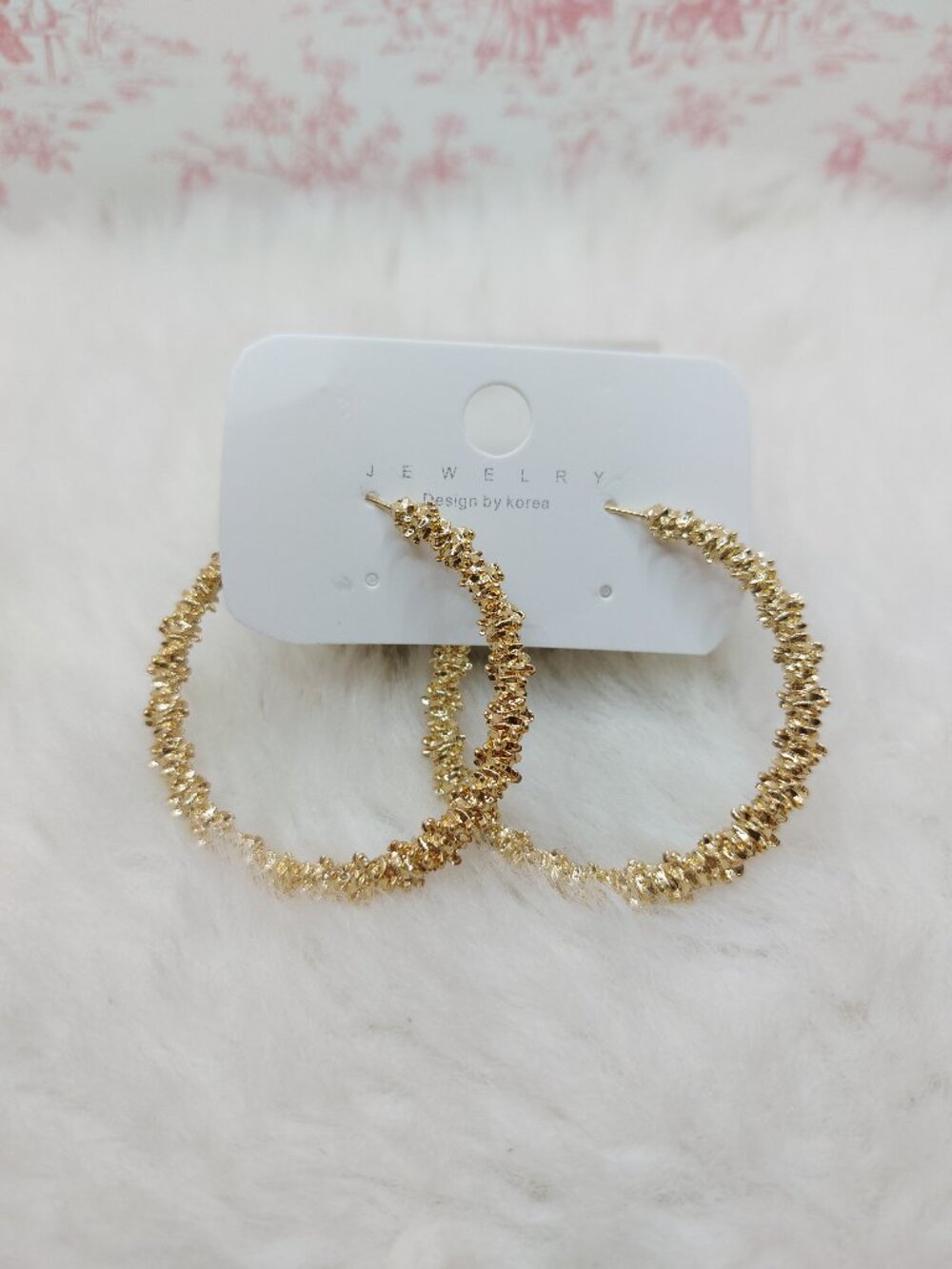 2/$19 Granular Texture Geometric Hoop Earrings Gold Tone Fashion Jewelry